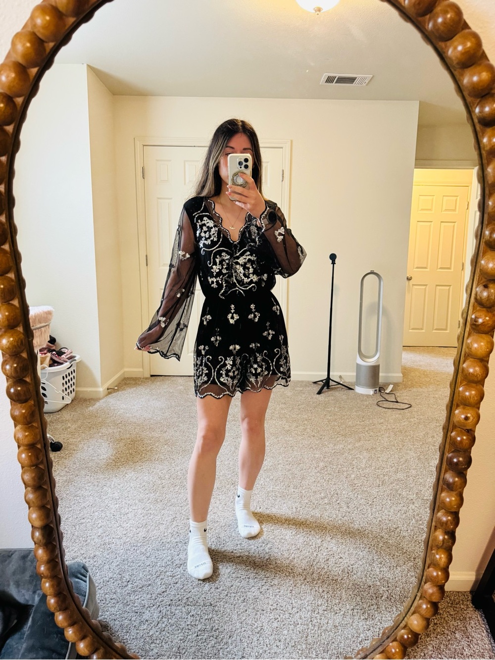H&M Divided Black Sequin Mesh Romper Size 6